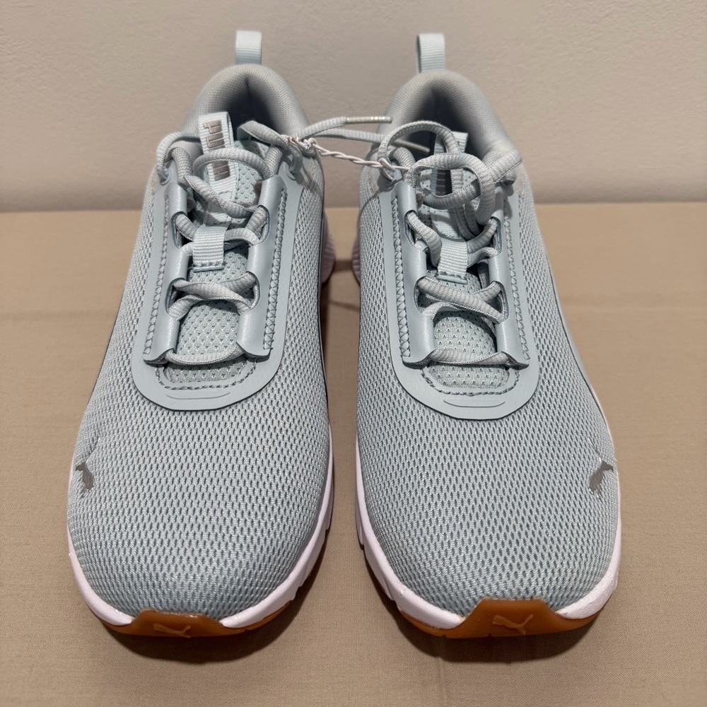 Puma Light Gray Mesh Sneakers with Gum Soles